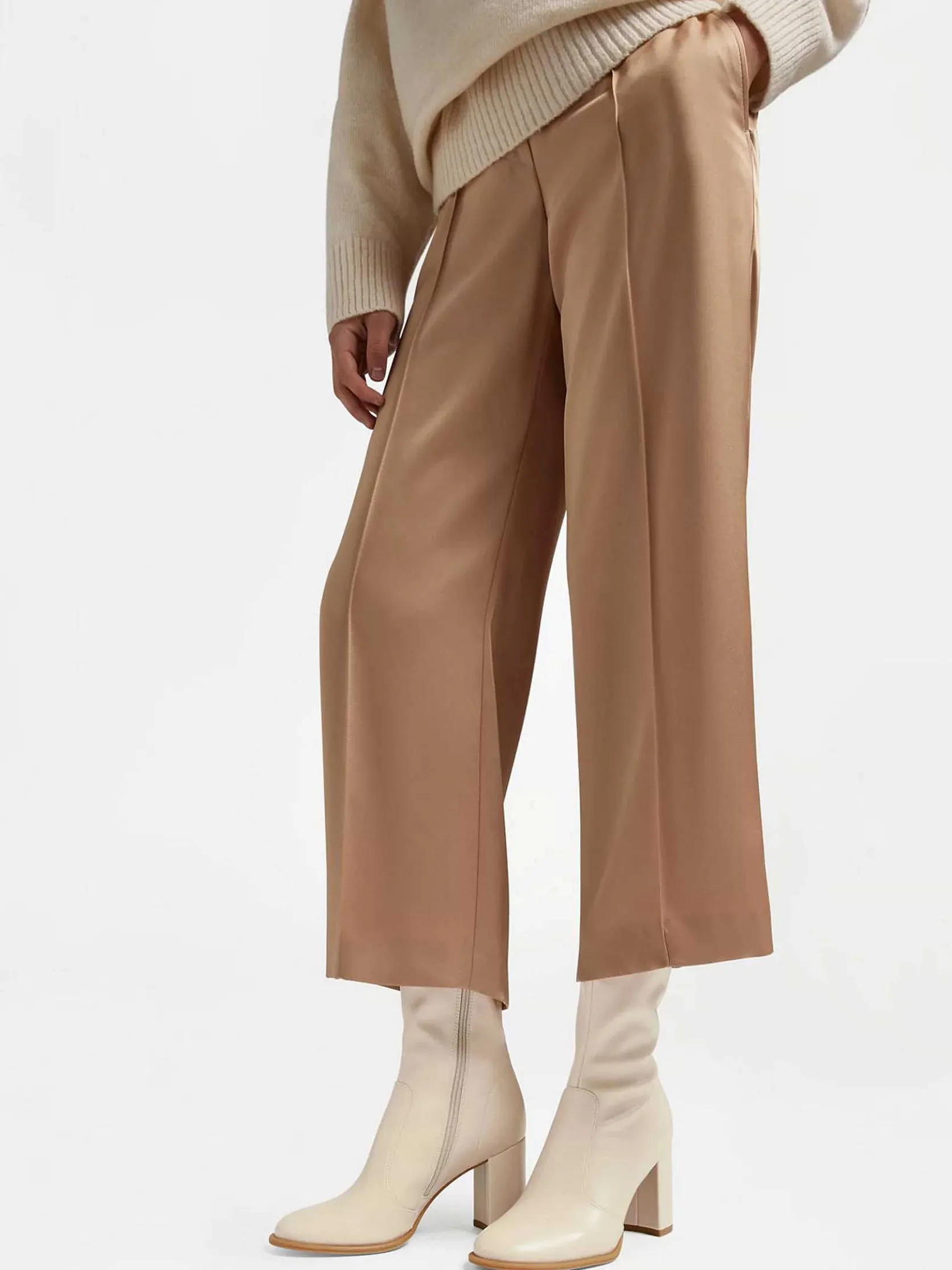 Beige Enkellaars Hak