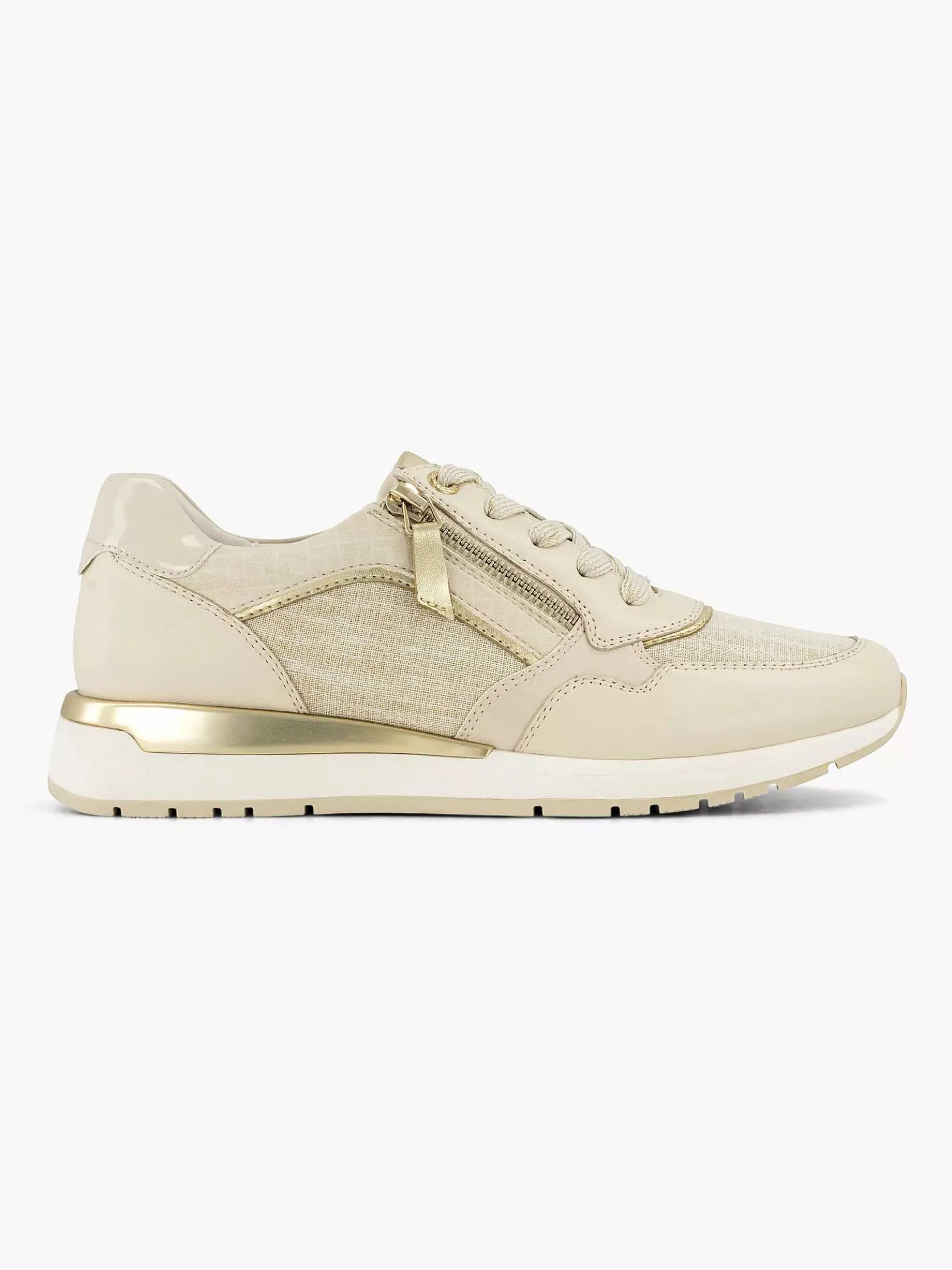 Beige Leren Comfort Sneaker