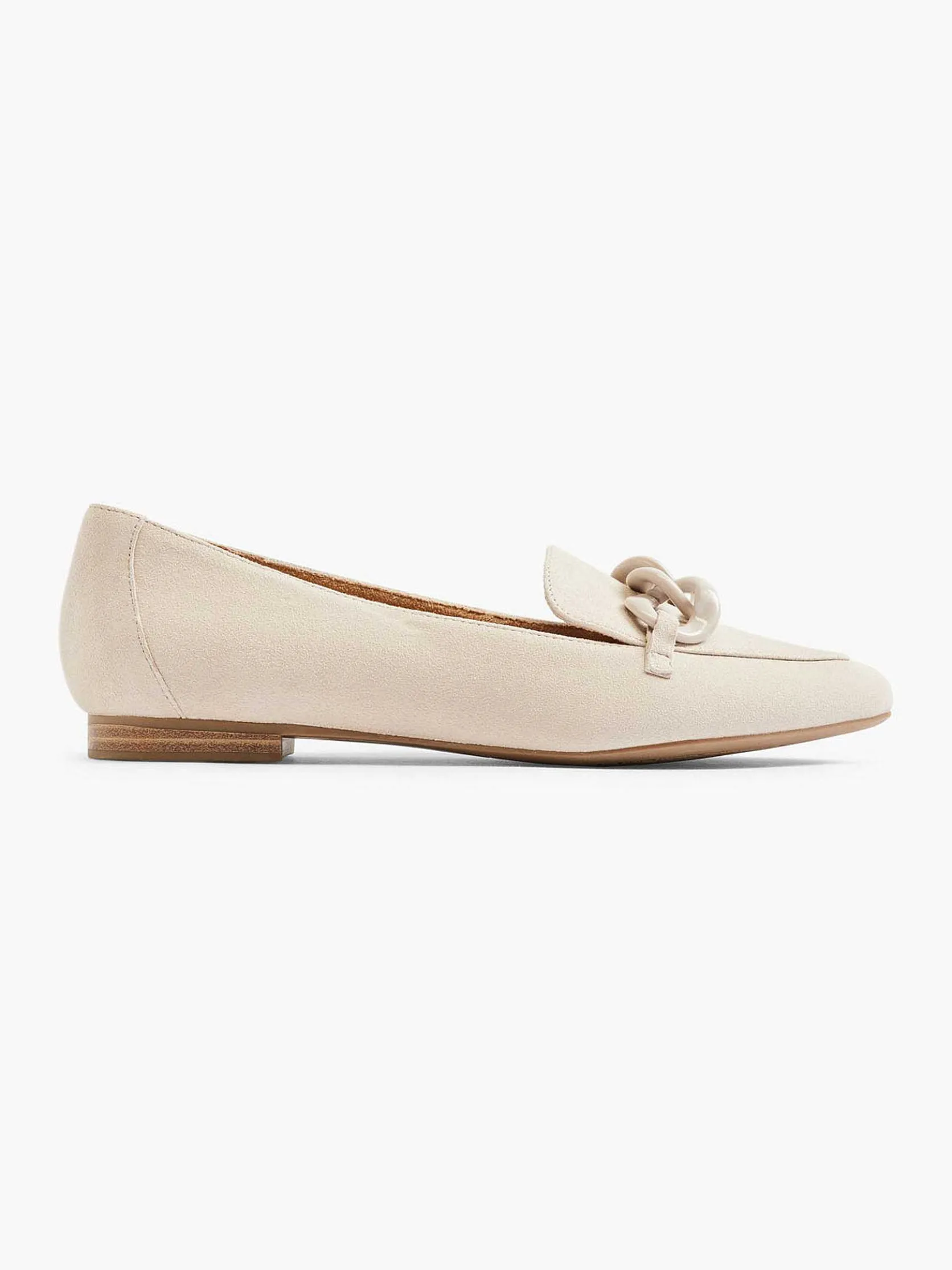 Beige Leren Loafer Sierketting