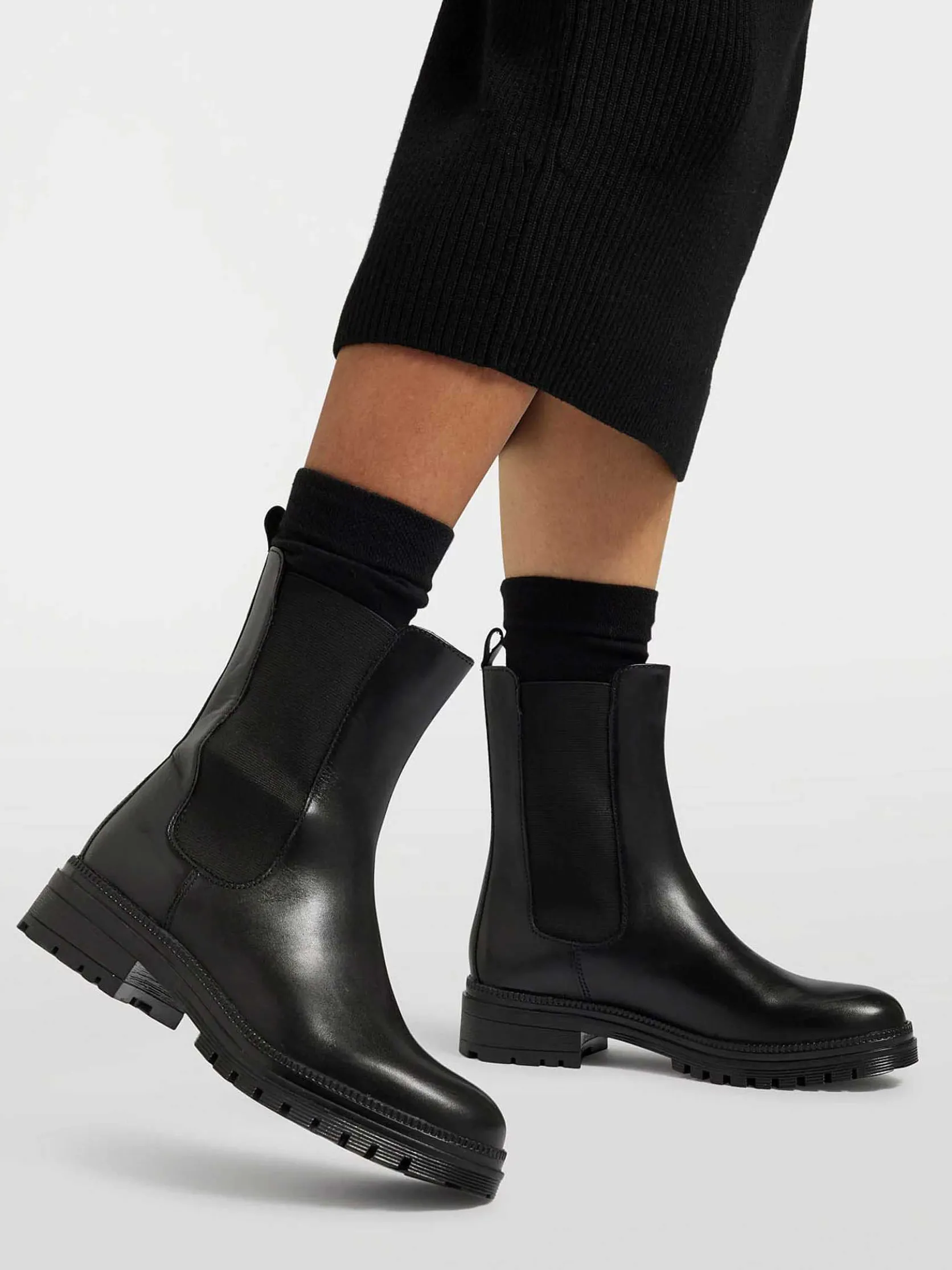 Zwarte Leren Chelsea Boot